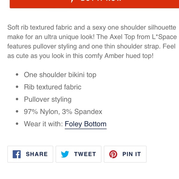 L*Space Axel Ribbed Bikini Top in Amber, One Shoulder Strap, X-Small, NWT - Picture 3 of 11